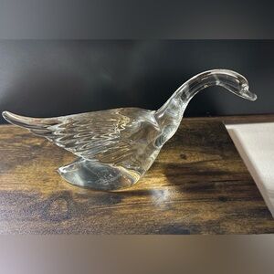 VTG Heisey Glass Goose Wings Half Raised Crystal Figurine  8.5" L Home Decor